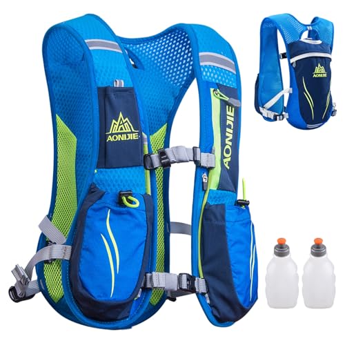 Image of TRIWONDER Running Vest for Men Women Hydration Backpack Water Pack 5.5L Lightweight Runner Marathon Trail Hiking Cycling (Blue - with 2 Water Bottles)