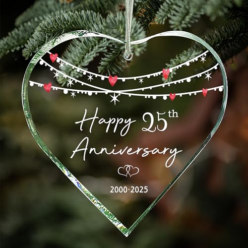 25th Wedding Wedding Ornament 25 Years for Couple Gift Hanging 2025 Christmas Mr Mrs Married Husband Wife Xmas Marriage Decorations Him