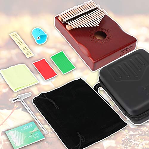 Ankuka Kalimba Thumb Piano 17 Keys with Mahogany Wood, Finger Piano Builts-in Waterproof Protective Box, Easy to Learn Portable Musical Instrument,Gift for Kids Adult Beginners (Mahogany) - Thumbnail 3