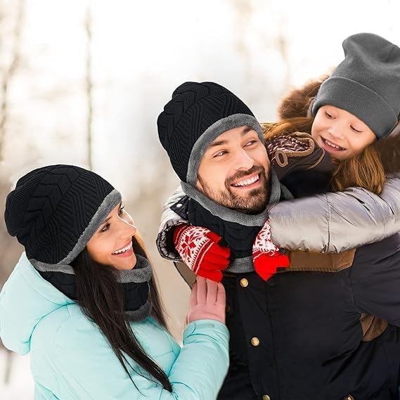 Image of RECLUSE Wool Beanie Cap & Muffler Set, Cap Hat and Neck Warmer Scarf, Unisex Design.Soft Woolen Muffler & Cap for Men & Women(multicolor)