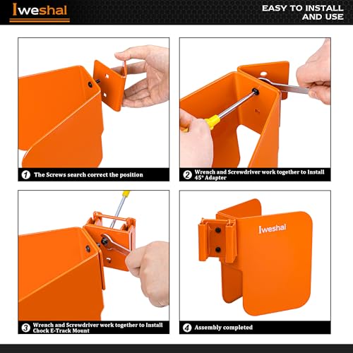 Image of 4 Pack E-Track Motorcycle Wheel Chock, E-Track Wheel Chock for Motorcycle, Bike and Dirt Bike, E-Track Accessories for Trailers, Trucks and Garage (Orange)