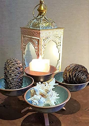 Galrose Appetizer Dishes On Stand – 4 Condiment Bowl Set Galvanized Iron With Rose Gold Accents Each Party Serving Bowl Holds 1 Cup. Chip And Dip Serving Set For Snacks. Gift For Her Iron Anniversary #TOP2