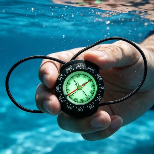 Boussole plongée bungee compacte noire avec élastique robuste