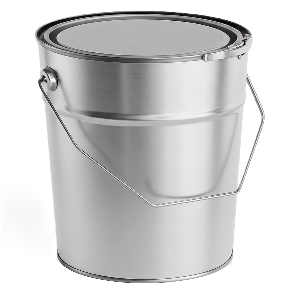 UN-zugelassener Metalleimer 10 L I Weißblech, Gefahrgutgeeignet & Stabil I Mit Deckel, Spannring & Griff I Konische Form I Ideal für Farben, Öle, Harze, Chemikalien, Müll, Lagerung UVM.