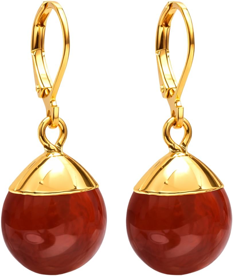 Gempires Gemstone Drop Earrings for Women Handmade Lightweight Gold Electroplated Dangle Earrings Hypoallergenic Boho Chic Jewelry Elegant Gift for Her Everyday Fashion Accessory