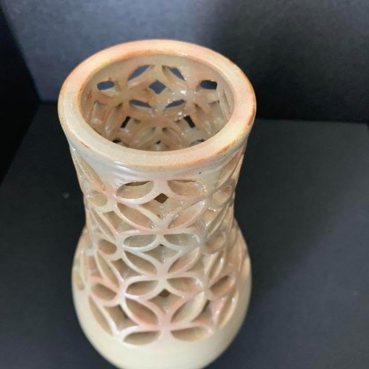 萩焼深川本窯　12代　田原陶兵衛　七宝透し杓立　　杓立 萩焼深川本窯 12代 田原陶兵衛 七宝透し杓立 杓