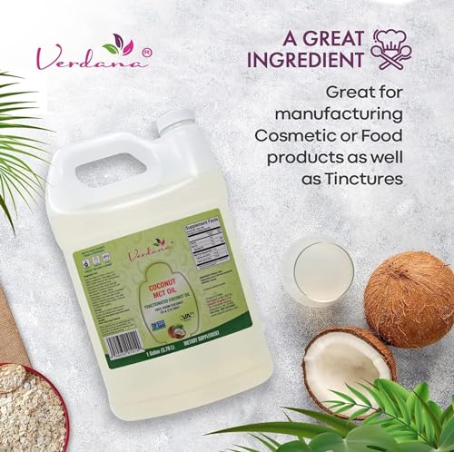 Verdana Coconut MCT Oil – Fractionated Coconut Oil – 1 Gallon – 100% Genuine – No Palm Kernel Used – Kosher Food Grade - Non GMO – Vegan – for Keto, Paleo, Sports Nutrition, Aromatherapy, Massage 9 51U6yAnzk5L