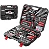 198-Piece Household Tool Set,EXCITED WORK General Home/Auto Repair Hand Tool Kit with Hammer, Pliers, Wrenches, Sockets…