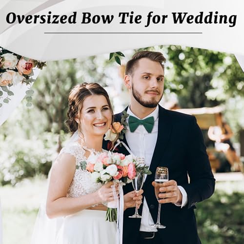 Image of Luckyvestir Velvet Bow Tie Oversized Bow Ties for Men Adjustable Black Clip on Bowtie for Tuxedo Shirt Wedding Prom