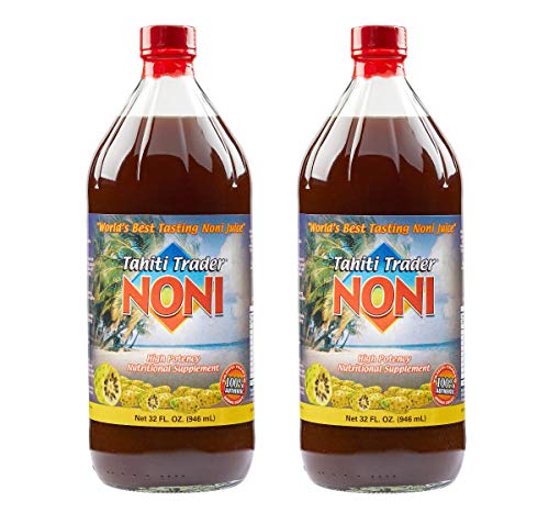 TAHITI TRADER Original High Potency Noni Juice - Pure Noni Fruit Juice with Blueberry & Raspberry - Organic Antioxidant Superfood Juice Supporting Energy & Body Health - (32oz, 2 Pack)