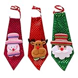 Amosfun 3 Stücke Weihnachten Krawatte LED Herren Pailletten Krawatten mit Licht Schneemann Rentier Weihnachtsmann Kostüm für Männer Damen Weihnachtskostüm