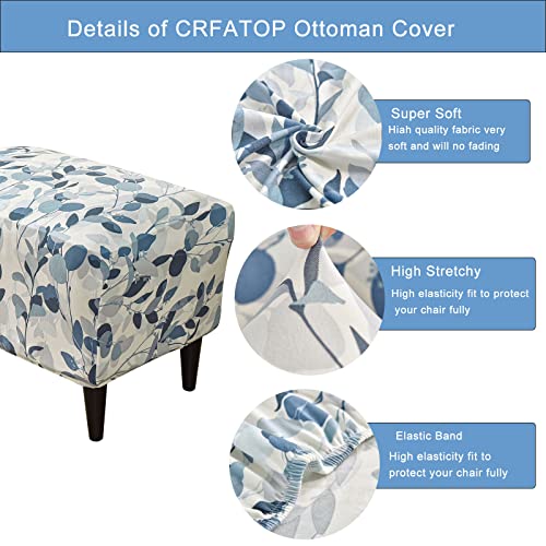 Crfatop Stretch Ottoman Cover Large Ottoman Slipcovers Rectangle Storage Stool Cover Printed Footrest Sofa Slipcovers Footstool Protector Covers With Elastic Bottom,31 #TOP1