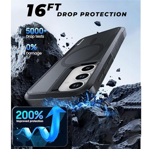 Image of KARWAN Shockproof Back Case Cover Compatible with Samsung S24, Heavy Duty Case with Camera Protection,Dual Layer Rugged Protection with MagEaze Mag-Safe Wireless Charging (Black)