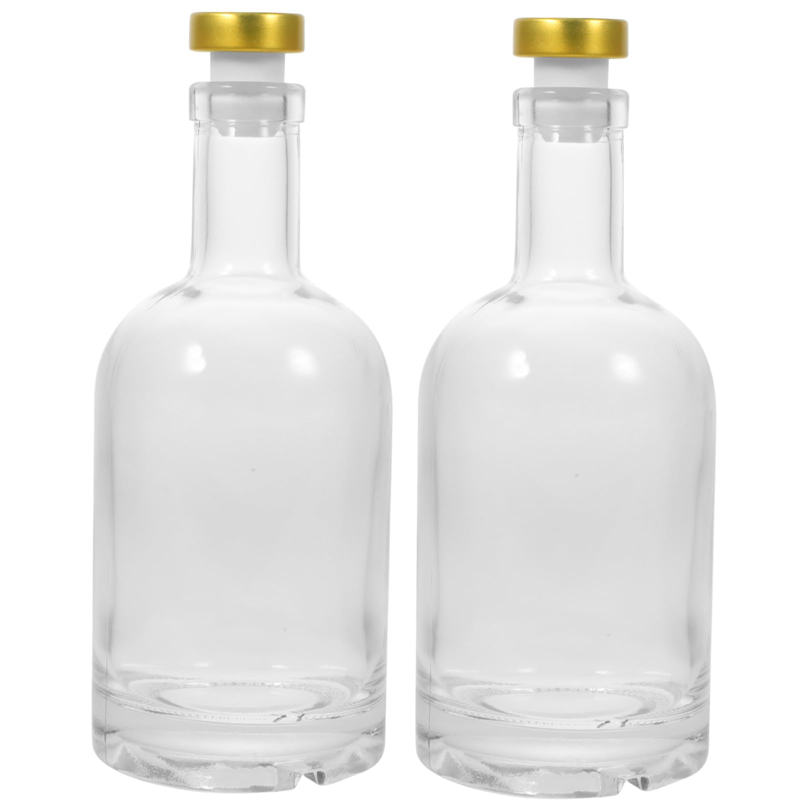 Packung Wodkaflaschen aus Dickem Glas 375ml für Zuhause und Club | Transparent, Fein Abgedichtet, Leicht zu Gießen, Leicht zu Reinigen, 2 Stück, 375ml Volumen Zufällige Farbe