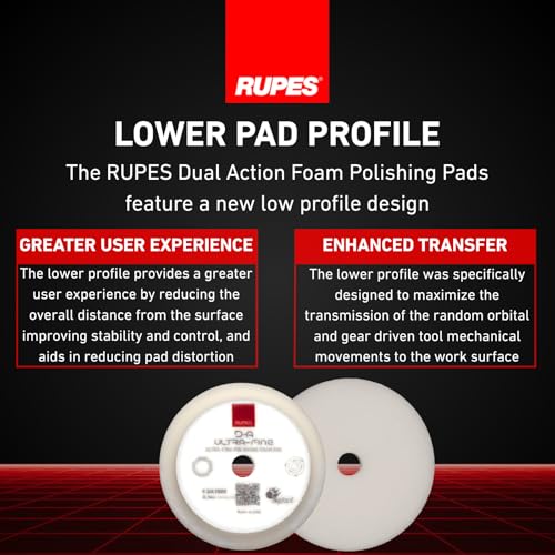 Image of RUPES 9.DA100S Pack of 48 White D-A Ultra-Fine Polishing Foam Pads 100mm | Ideal for Paint Correction | Extremely Fine Defect Removal | Compatible with 4 inch Backing Plate