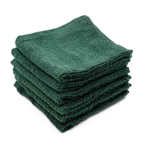 Linteum Textile 12-teiliges Gesichtshandtuch-Set, 30,5 x 30,5 cm, 100 % weiche Baumwolle, 16 einzelne ringgesponnene Premium-Waschlappen, saugfähig, langlebig, luxuriöses Gesichtshandtuch (Jägergrün) Cover