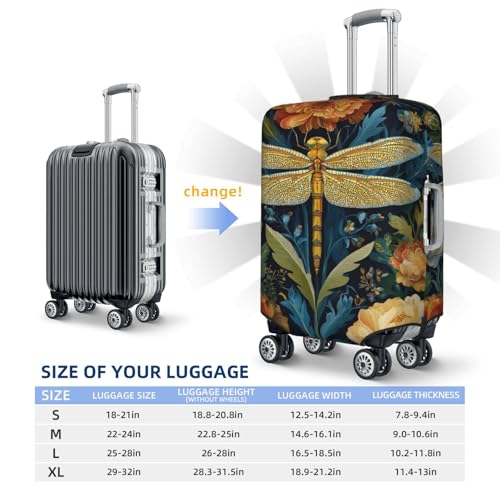 Dragonfly With Floral Botanical Elastic Travel Luggage Covers Dustproof Scratch-Resistant Suitcase Protector Fit 22-24 Inch4