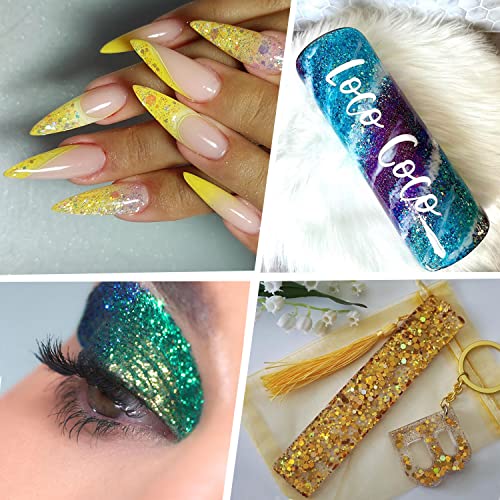 Licool Glitter 768494542863 Holographic Chunky Glitter, Set Of 36 Colors Craft Glitter Sparkle Sequins, Cosmetic Glitter Flake For Epoxy Resin, Body thumb #6