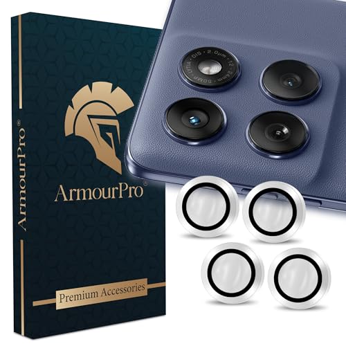 Image of ArmourPro Camera Rings Tempered Glass for Motorola Edge 60 Fusion, Tough HD Individual Aluminum Alloy Rings 9H Camera Cover, Scratch-Resistant,Camera Lens Protection| Silver, 1 Pack