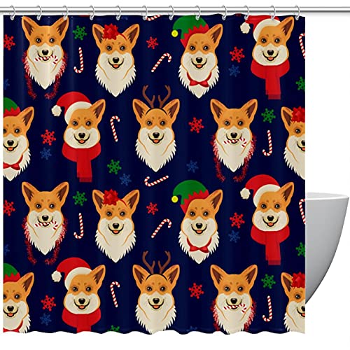 Rideau de douche de Noël Corgi imperméable 183x183cm grand format coloré