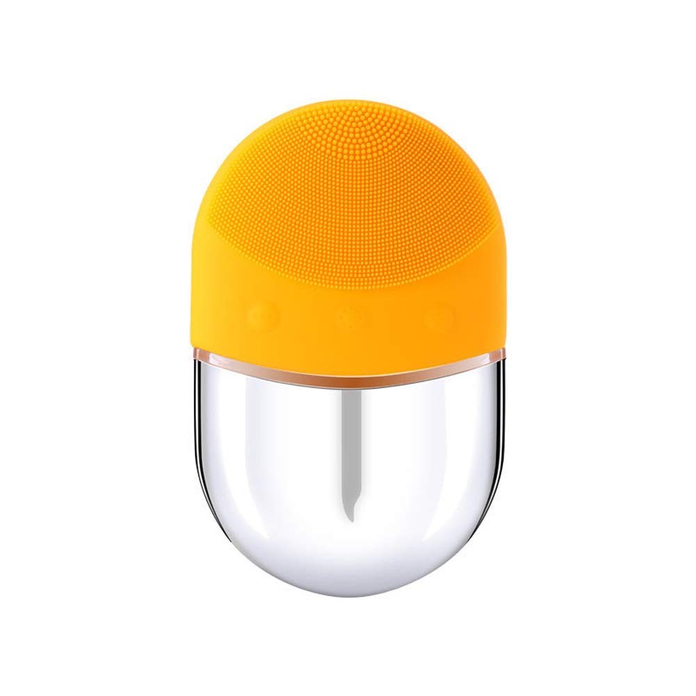 GMYFC Wireless Charging Cleansing Instrument Ultrasonic Silicone Cleansing Instrument Blackhead Pore Cleaner for Deep Cleaning, Removing Blackhead and Massage (Color : Yellow)