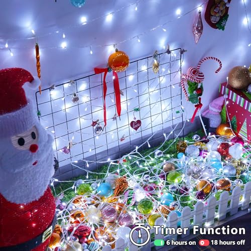 YEGUO 165ft 500 LED White Christmas Lights Outdoor Waterproof, Clear Wire String Lights Indoor, Twinkle Tree Lights Plug in with Timer Memory - Image 6