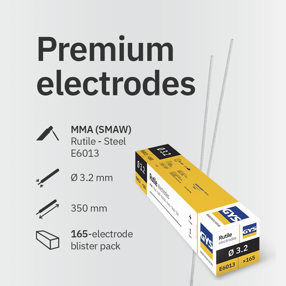 GYS - ELECTRODES Rutiles Acier Ø 3.2 E6013 - ETUI de 165 - CONSOMMABLE Soudure MMA - Toutes positions - A L'electrode - Amorcage Des 40V