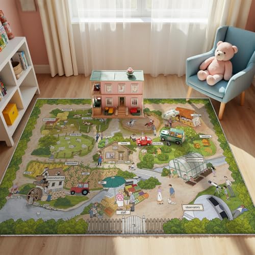 Nayoroom Kids Farm Animal Area Rug Farm Scene Non-Slip 5 x 7 ft