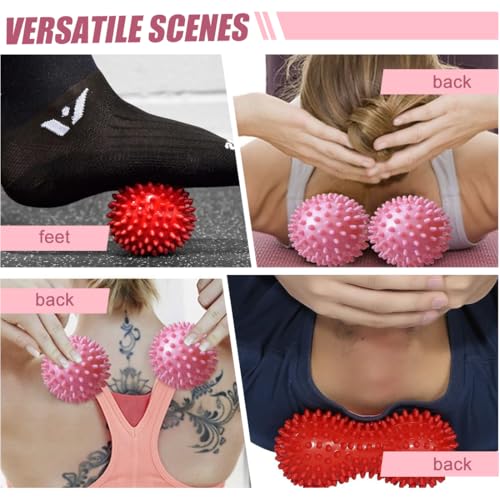 Massagebälle Faszienball, 2 Stück Magnetischer Hochstress Akupressurball, Spiked Massage Ball Hart, Massagebälle mit Noppen,für Rücken Beine Füße Hände