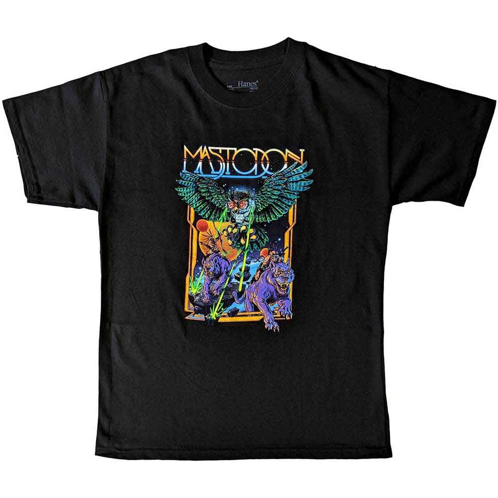 Rock Off Officially Licensed Products Black Mastodon Kids T Shirt Space Owl Band Logo Official Ages 5-14 Yrs Large (9/10 Yrs