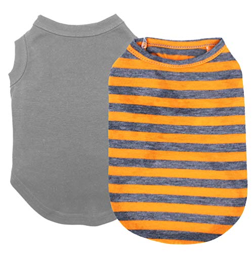 Chol&Vivi Dog Clothes for Medium Dogs Boy, Dog Clothes for Medium Dogs Girl, 2pcs Medium Dog Clothes Plain Dog Shirt for Medium Dog, Dog Apparel Dog Summer Clothes, Medium Size, Grey and Orange