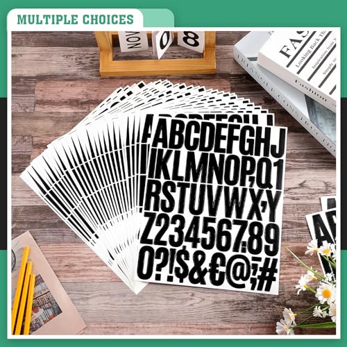 Image of Qilery 32 Sheets 2 Inch Letter and Number Stickers Self Adhesive Vinyl Letters Alphabet Stickers Big Font Letters Number Tags for School Classroom Home Mailbox Decor (Black)