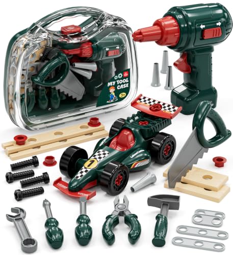 Lehoo Castle Kids Tool Set with Toy Drill & Take Apart Race Car