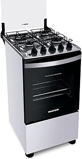 Fogão brastemp 4 bocas branco com dupla chama e grades individuais -