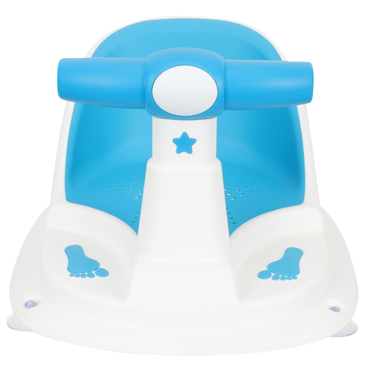 KOMBIUDA Bath Seat for Bathtub with Strong Suction Cups Non-Slip Shower Chair Comfortable Support Bathing Stool for Boy Girl Sitting Up Secure Blue Bathing Seat for Haircut and Feeding