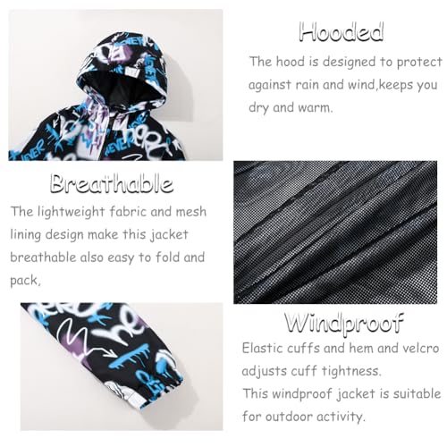 Image of SNOW DREAMS Boys Waterproof Rain Jacket Windbreaker Lightweight Coat Kids Raincoat Outerwear