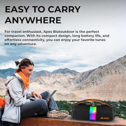 Image of APES BlastOutdoor Bluetooth Party Speaker, 8Hrs Playtime, Dynamic RGB LED's, 40W Speaker (Black)