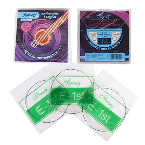 Juârez High E Acoustic Guitar Strings (3 Pieces) | Stainless Steel Replacement Strings | Clear Tone | Durable Ball End Design | .011 Gauge | Quick Str