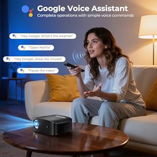 GOODEE 4K Mini Smart Projector with WiFi and Bluetooth - 【Official Licensed Google TV】 Compatible with Netflix/YouTube/Prime Video/Dolby Audio/Auto Focus, Portable Movie Projectors for Outdoor/Indoor