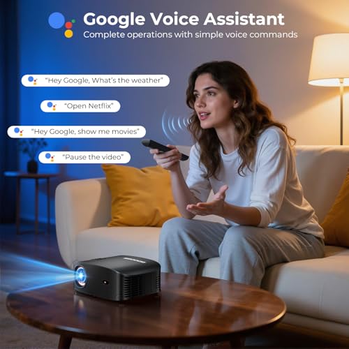 Image of GOODEE Mini Projector [Official Licensed Google TV] Built-in Apps | 1080P Native Image Compatible with Netflix /YouTube /Prime Video /Disney+, Support WiFi and Bluetooth, HDMI /Phone /Laptop