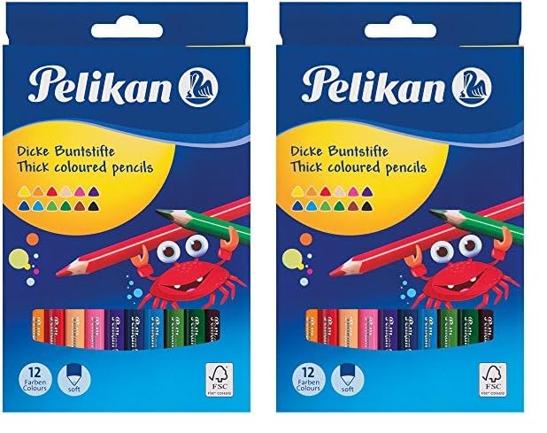 Pelikan Buntstifte 12er dreieckig dick und weich (Packung mit 2)