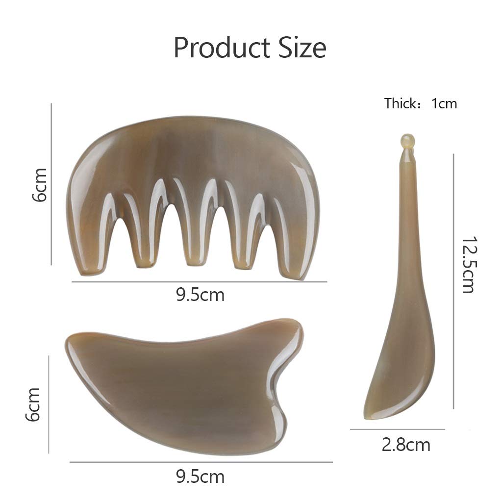 YXCKG Herramientas de Cuerno de Buey Gua Sha, Set de Masaje Facial Gua Sha, Herramientas de Masaje para la Cabeza,Elimine la Fatiga Antiarrugas para la Herramienta de Cuidado de la Piel de los Ojos