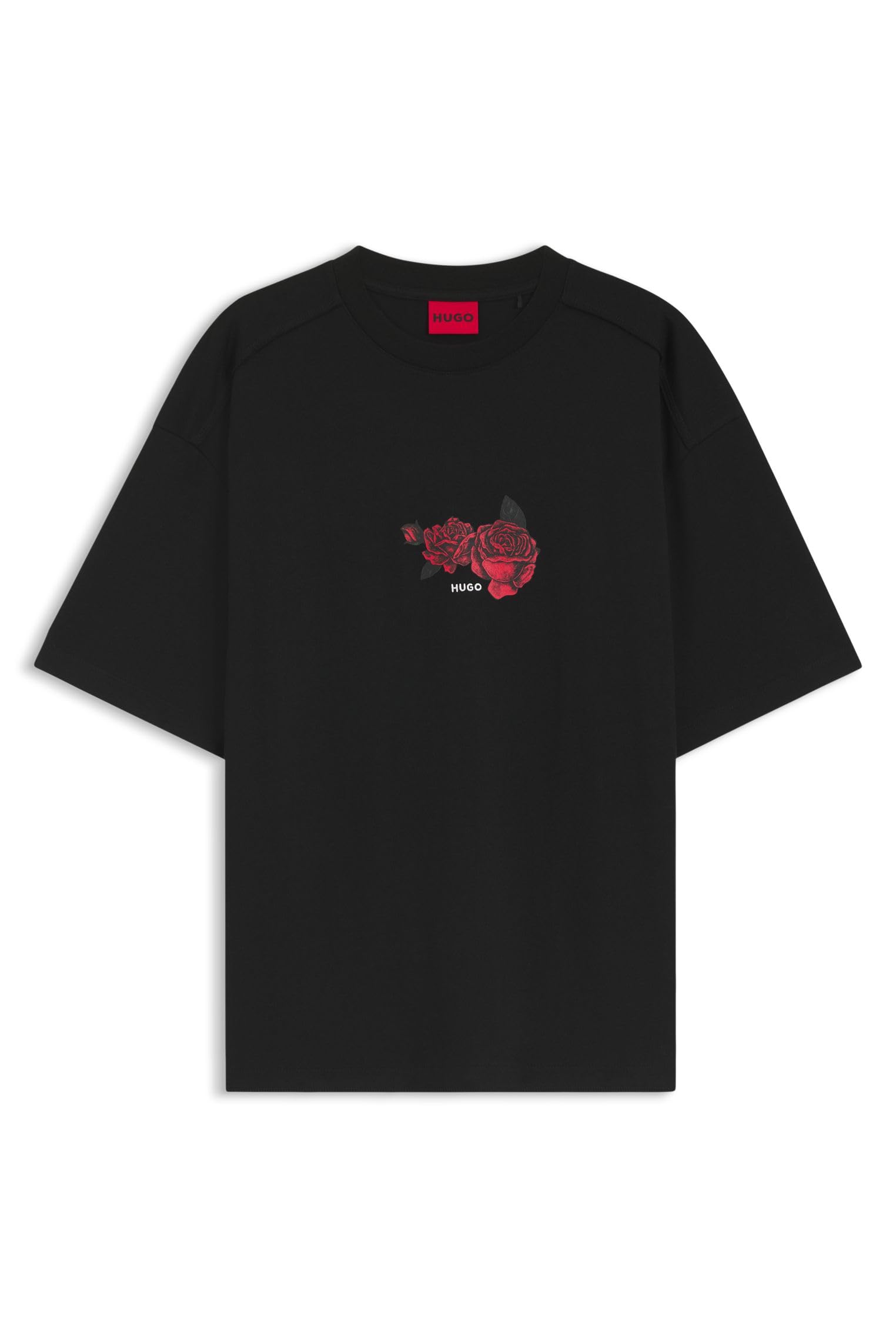 Oversized T-Shirt Aus Baumwolle Mit Rosen-Grafik Im Biker-Stil