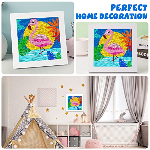 Qeuoyss Diamond Painting Kit For Kids With Wooden Frame Art And Crafts For Kids Ages 6-8 -10-12 Easy To Diy Diamond Art For Kids And Adult Beginners Home Wall Decoration (Flamingo) #TOP4