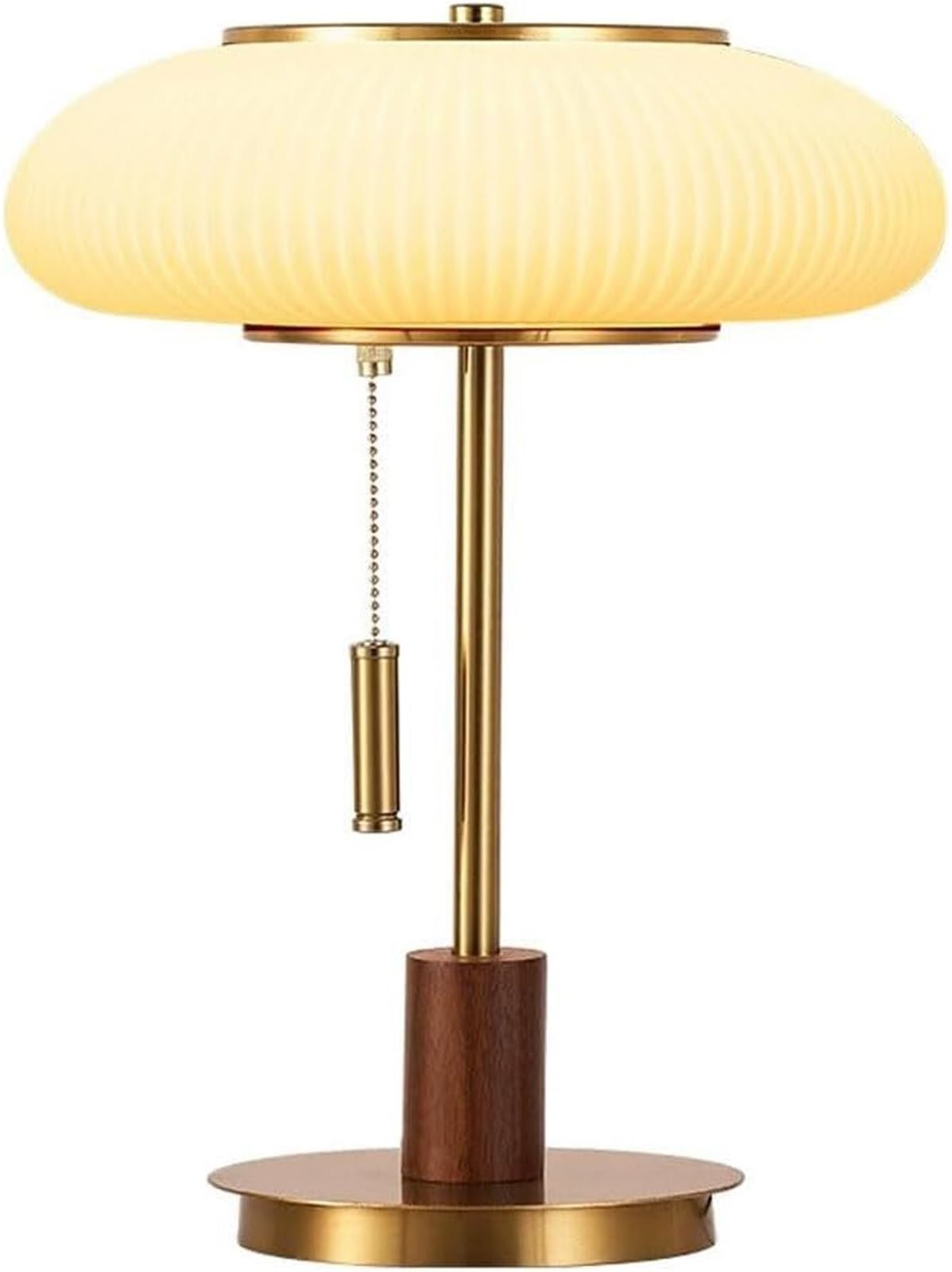 American Vintage Walnut Desk Lamp White Ribbed Glass Night S