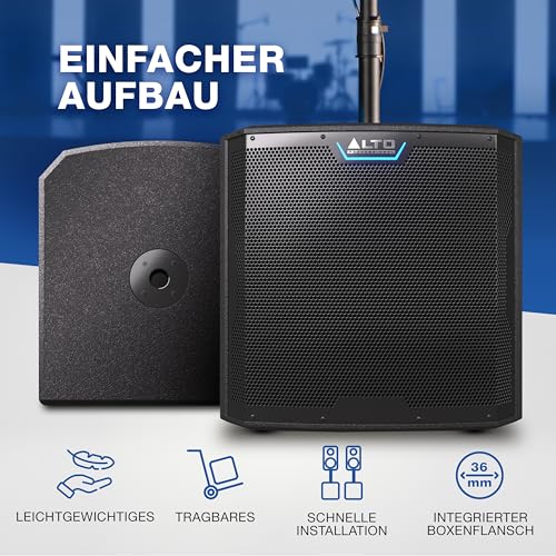 ALTO TS12S 2500 Watt 12-Zoll Subwoofer, Aktiver PA-Lautsprecher mit 6 DSP-Modi, Einfacher Aufbau, 130dB, 3-Zoll Schwingspule, Druckvoller Bass