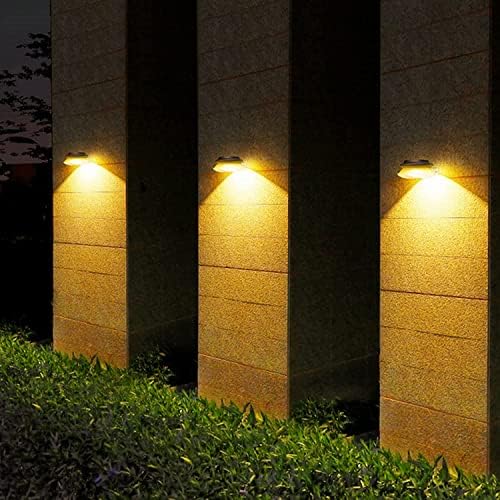 Solar Fence Gutter Lights Outdoor, LED Solar Powered Garden Lights Waterproof, Bright Security Lamp for Garden Fence Wall Gazebo Porch Pathway (Warm 6PC)