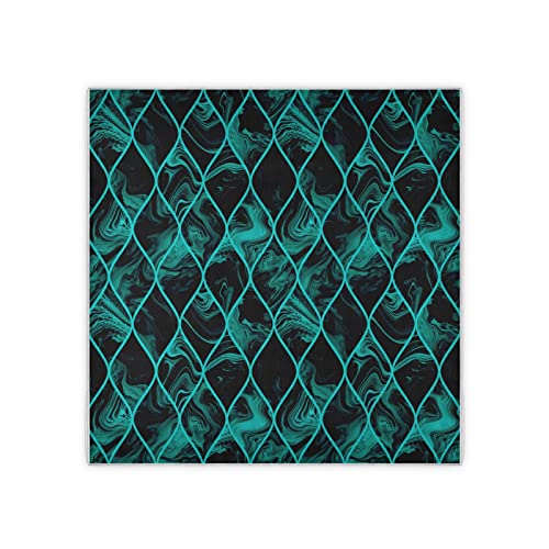 susiyo Teal and Black Textures Large Square Scarves Silk Scarf Kerchief Hair Scarves Neckerchief Headscarves Bandanas Shawl Wraps for Women 35 x 35 inches2