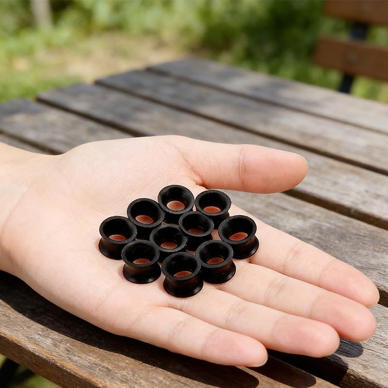 12 Pcs 8mm Silicone Ear Gauge Stretching Kit, Double Flare Tunnels Plugs, 8mm Tunnels Flexible Earring Jewelry for Women and Men, Black