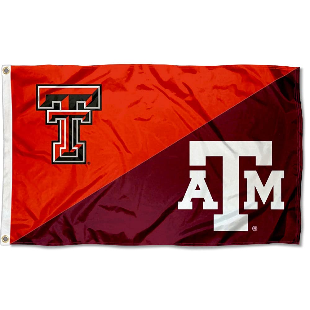 Texas Tech vs Texas AM House Divided 3x5 Flag Rivalry Banner